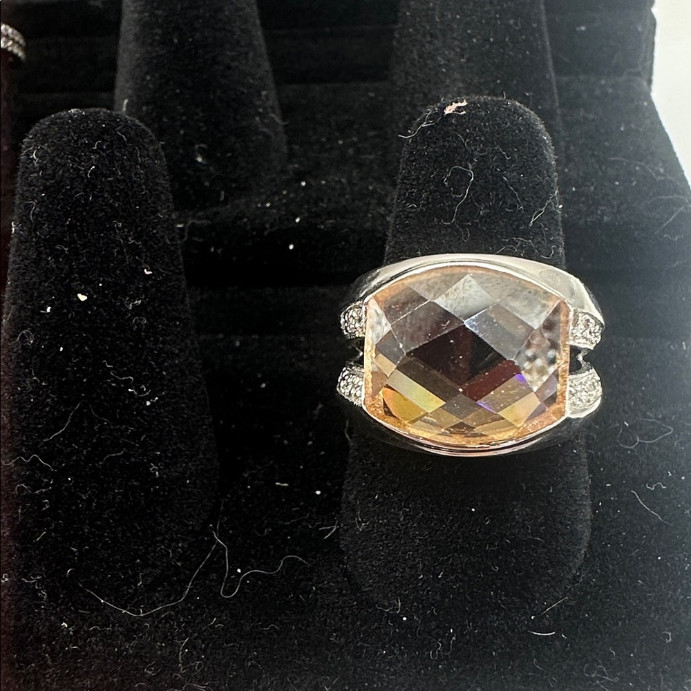 Silver .925 Ring with Smoky Topaz Faceted Stone - Women Jewelry
